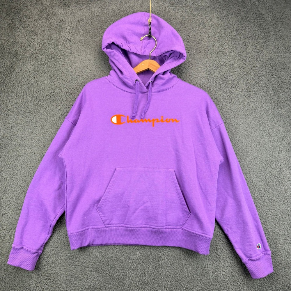 Champion Womens Purple Graphic Logo Hoodie Sweatshirt Medium AW964H